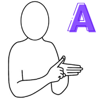 Letter A shown in finger alphabet