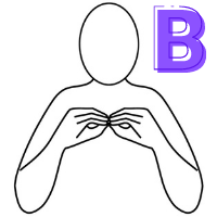 Letter B shown in finger alphabet