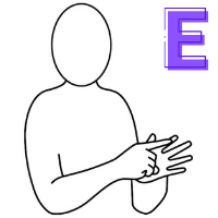 Letter E shown in finger alphabet
