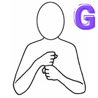 Letter G shown in finger alphabet
