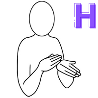 Letter H shown in finger alphabet