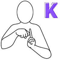 Letter K shown in finger alphabet