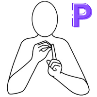 Letter P shown in finger alphabet