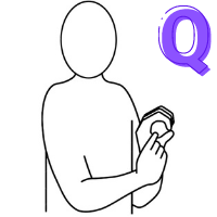 Letter Q shown in finger alphabet