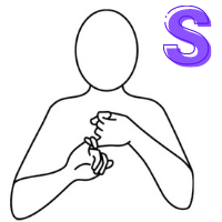 Letter S shown in finger alphabet