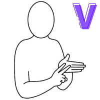 Letter V shown in finger alphabet
